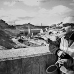 Portugal, Alentejo. 1998. A Romanian worker at the construction site of the Alqueva dam in. The dam was completed two years later.