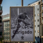 Portugal, Lisbon. 2014. A street poster thanking Eusébio da Silva Ferreira (1942-2014), legendary football player of the Benfica Sport Club and member of the Portuguese national team throughout the fifties and sixties.