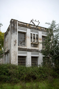 Portugal, Beira Litoral, Casal do Ermio. 2014. The facade of the
abandoned hydro-electric power station.