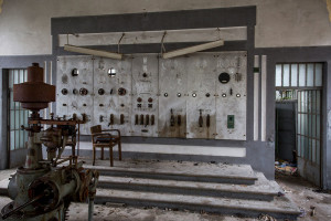 Portugal, Beira Litoral, Casal do Ermio. 2014. The control room of the abandoned hydro-electric power station.