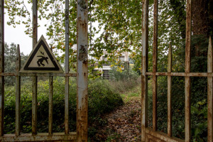 Portugal, Beira Litoral, Casal do Ermio. 2014. The entrance of the abandoned hydro-electric power station.