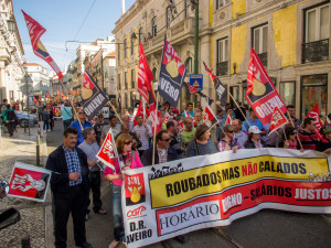 Portugal, Lisbon, Chiado. 2014. Civil servants march against the continuous salary cuts by the government.