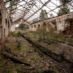 Portugal, Alentejo, São Domingos. 2011. Railway shed of the abandoned open-pit copper and sulphur mines. This railway linked São Domingos with the port of Pomarão on the River Guadiana from where the minerals were shipped to England.