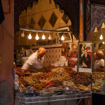 Morocco, Marrakech. 2010. Dried fruit shop.