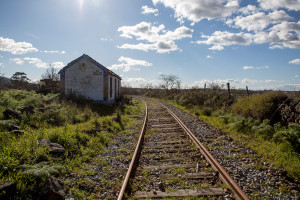 Portugal, Alentejo, near Castelo de Vide. 2016. Abandoned railway line between Estremoz and Beirã near the border with Spain. The line is known as the 'Ramal de Cáceres' and closed in August 2012.