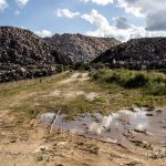 Portugal, Alentejo, Vila Viçosa. 2016. Stone waste from a marble quarry in the Alentejo region. Portugal is an important producing and exporting country of high quality marble.