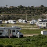 Portugal, Algarve. 2017. Camping with recreation vehicles near the town of Lagos in the Algarve. Tourism is getting more and more important for the country as a source of income