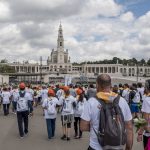 Portugal, Estremadura, Cova de Iria, Fátima. 2017. A group of 300 pilgrims, all from the coastal town of Espinho just underneath Porto, arrives at the sanctuary of Fátima after having walked the distance of approximately 200 km to Fátima during a five day-pilgrimage.