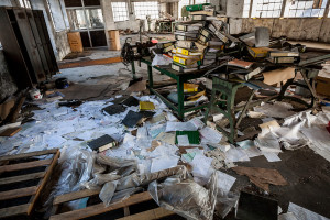 Portugal, Alentejo, Portalegre. 2013. The office of the abandoned Robinson cork factory, founded in 1840 and closed in 2009.